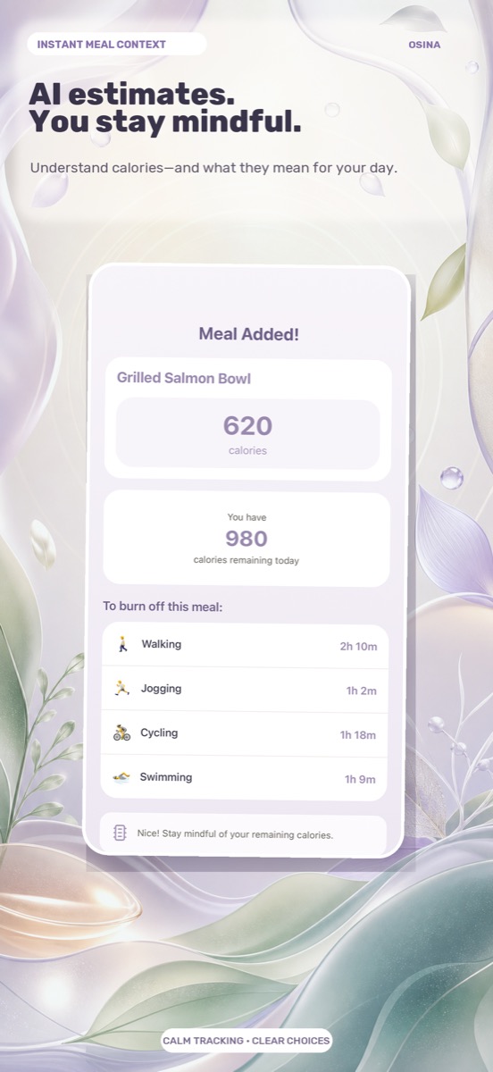 AI meal calorie estimate with daily context